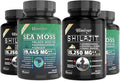 Himiyer 2pcs Ultimate Wellness Bundle - Boost Energy Immunity &amp Brain Function with 7000mg Sea Moss 4000mg Black Seed Oil 2000mg Ashwagandha 9000mg Ginger &amp Shilajit Vegan-Friendly Suppl