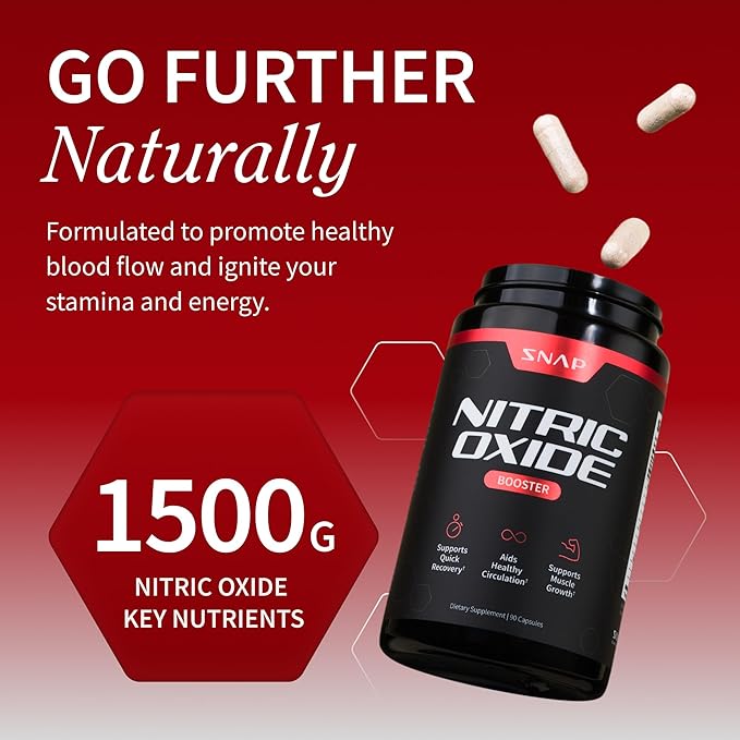 Snap Supplements Nitric Oxide Booster + BCAA Complete EAA Matrix Powder Bundle 90 Vegetarian Capsules + 30 Servings Pomegranate Watermelon
