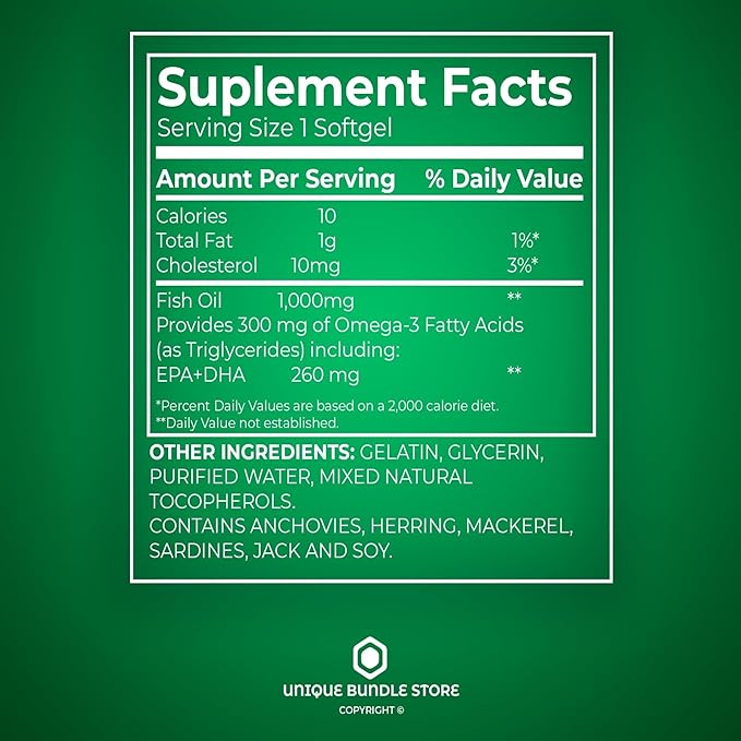 Omega 3 Fish Oil 1000mg – 60 Softgels Omega-3 Supplements for Women and Men Fish Oil Fatty Acid Daily Essential Supplement (Pack of 1)
