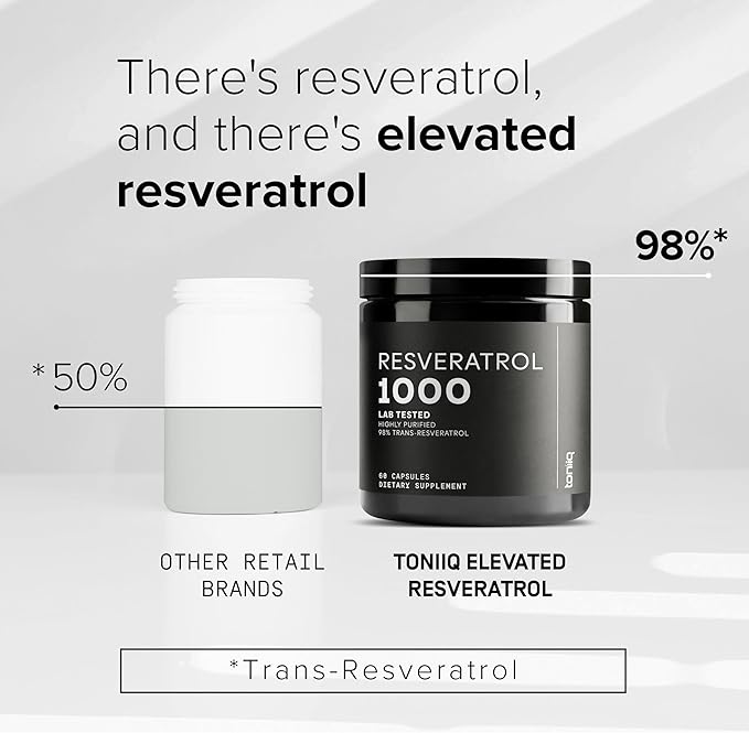 Ultra High Potency Third-Party Tested Trans Resveratrol 1000mg - 98% Pure Highly Purified and Bioavailable - Resveratrol Polygonum Root Extract - 60 Capsules