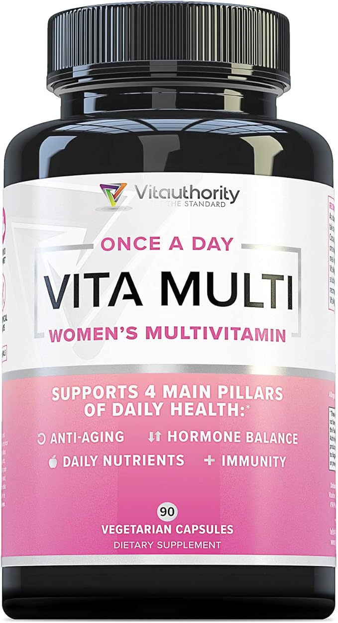 Vitauthority Multivitamin for Women Women’s Daily Multi-Vitamin Supplement with DIM Iodine Ashwagandha Supports Youthful Complexion Healthy Cortisol and Estrogen Balance 30 Day Supply