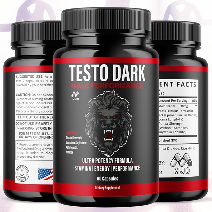 Testo Dark Capsules Official TestoDark Pills with All Natural Ingredients Testo Dark Advanced Overall Health &amp Wellness Vitamin Supplement Formula for Max Strength Multivitamin Support (60 Capsu