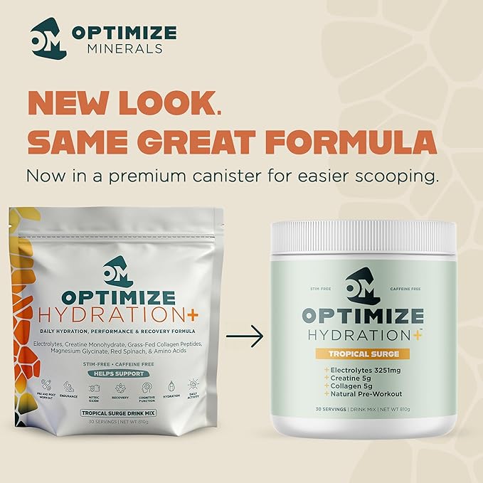 Optimize Minerals Blood Orange and Tropical Surge Hydration Bundle | All in-One Supplement Pack Ionic Trace Mineral Blend Electrolyte and Micronutrient Support