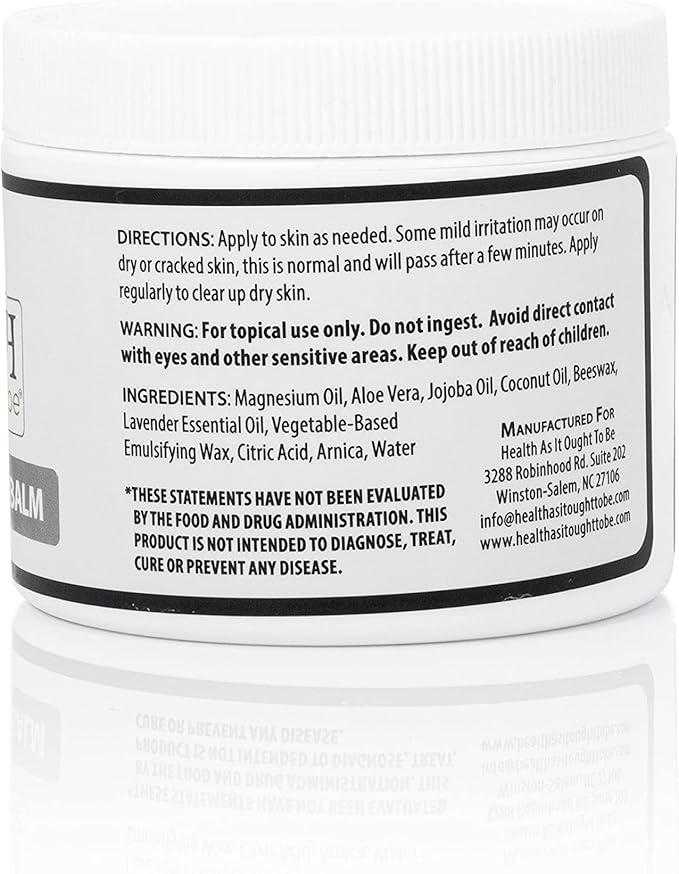 Magnesium Body Balm for Muscle Relief | All Natural Magnesium Oil Body Balm Infused with Arnica Aloe Vera Jojoba &amp Coconut Oil | For Headaches Cramps &amp Fast Muscle Relief | 4-Ounce