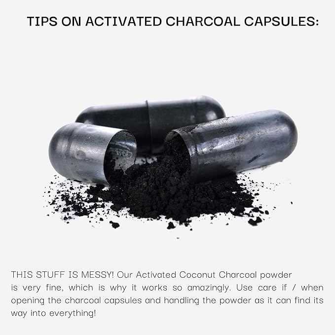 Activated Coconut Charcoal Capsules- Supports Health - Vegan Organic Non-GMO No Additives - X-Large Bottle 210 Count - Pack of 3