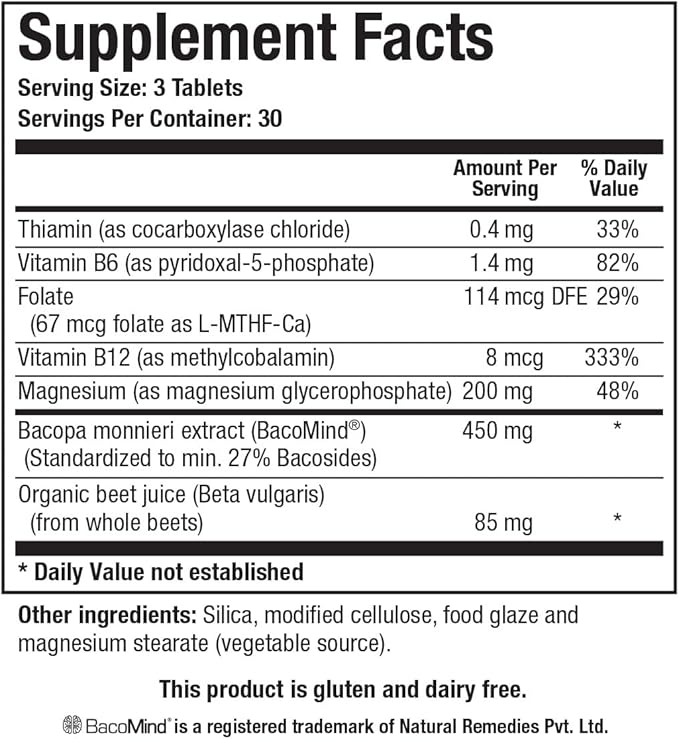 Biotics Research Acti-Mag Neuro – Advanced Magnesium with BacoMind® (Standardized to ≥28% Bacosides) for Cognitive Performance &amp Stress Resilience - 90 Tablets
