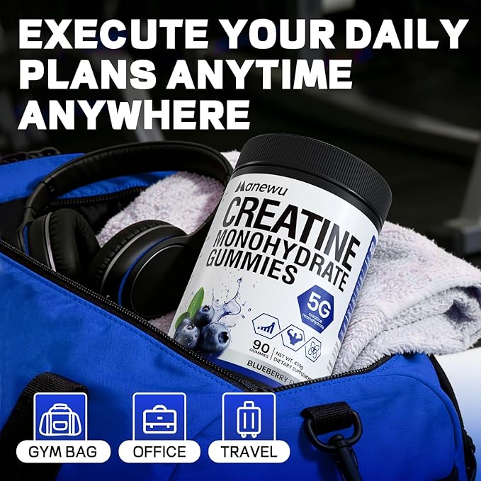 Creatine Monohydrate Gummies 5g Creatine Dose 99.9% Pure Creatine for Men &amp Women Lab Verified Sugar Free &amp Vegan Supports Muscle Strength Recovery &amp Stamina Blueberry Flavor 90 Co