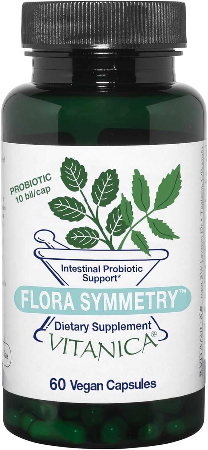 Vitanica Flora Symmetry Shelf Stable Probiotic Supplement Dr Formulated Probiotics for Women Probiotics for Men and Adults Acidophilus Probiotic Non-GMO Vegan 60 Capsules