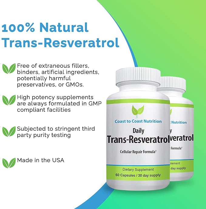 Trans-Resveratrol Supplement - Organic Capsules – Vegan Supplements for Women and Men Natural Antioxidant Polyphenols Supplement Anti Aging - 60 Capsules 600mg 30 Day Supply