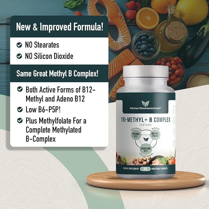 Tri-Methyl+ B Complex Methylated B Vitamins - Full Spectrum Methyl B Complex Vitamin Supplement For MTHFR Support with Active Forms of B12 Methylcobalamin Adenosylcobalamin and Methylfolate