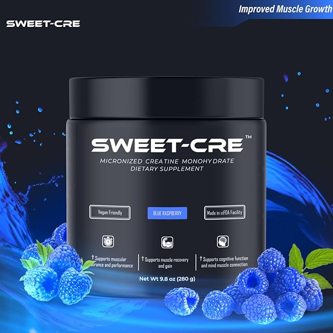 Creatine Monohydrate – 5g Creatine Monohydrate Powder – Advanced Creatine for Women and Men – Bulk Supplements Creatine – Delicious Fruit Punch Flavor – 10oz (40 Servings Blue Raspberry)