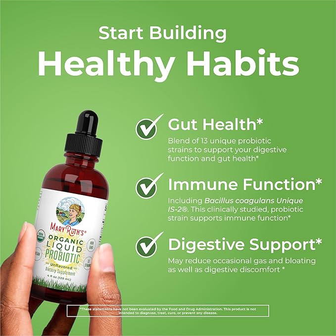 MaryRuth's Probiotic (Unflavored) &amp Probiotic Gummies for Kids (Strawberry) | USDA Organic Clean Label Project Verified® | Vegan Non-GMO Sugar-Free | Immune Support Antioxidant &amp Digestive