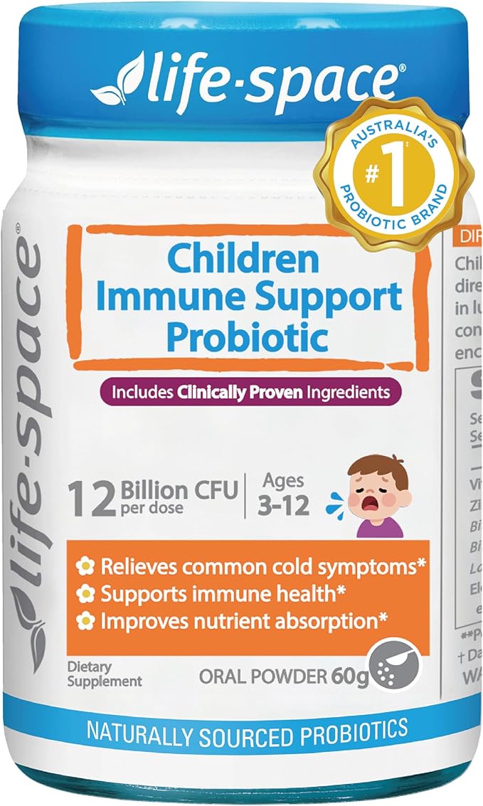 Life-Space Children Immune Support Probiotic 2 Month Serving Clinically Proven to Relieve Common Cold Symptoms 12 Billion CFU 6 in 1 Kids Probiotic for Digestive &amp Immune Health 60 Grams