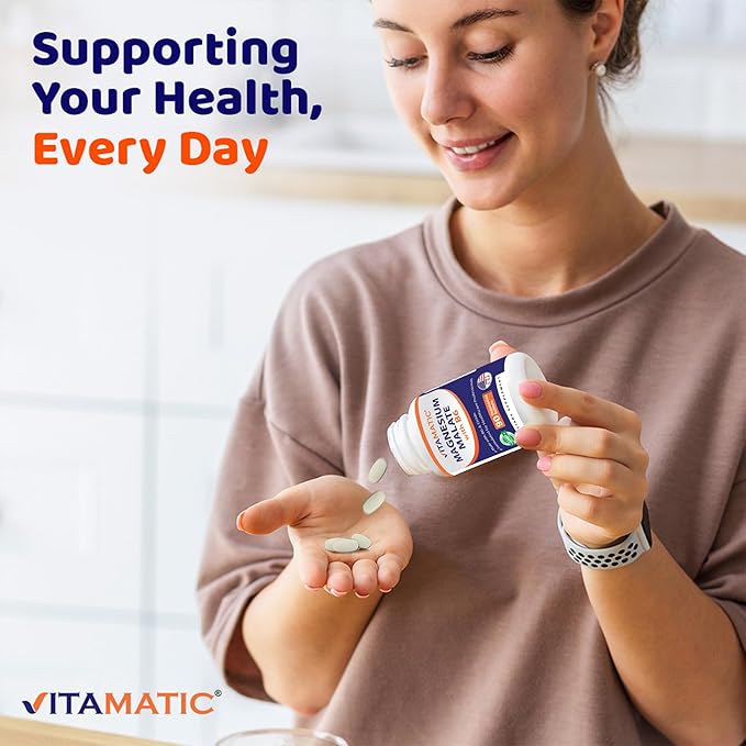 Vitamatic Magnesium Malate 2000mg per Serving - 90 Vegetarian Tablets - Added B6 for Maximum Absorption - Supports Muscle Joint and Heart Health* (3 Bottles Unflavored)