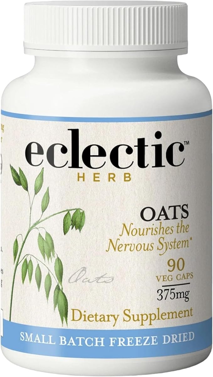 Eclectic Herb - Premium Raw Freeze-Dried Oats Capsules | Milky Green Oats Avena Sativa | Nervous System Support | Natural Dietary Supplement | Organic Vegan Non-GMO (90 CT | 375 mg)