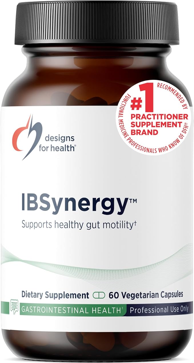 Designs for Health IBSynergy - Support GI Health Digestion + Brain-Gut Connection - Enteric Nervous System Support Supplement with 5-HTP L-Glutamine + Saccharomyces (60 Capsules)