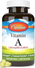Carlson - Vitamin A 25000 IU (7500 mcg RAE) Immune Support Vision Health Antioxidant Vitamin A Supplements 250 Softgels