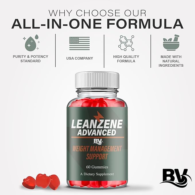 BLUE VIBE Leanzene Advanced Keto ACV Gummies Lean Zene Advanced Natural Keto Wellness Support Formula Gummies Leanzene Keto ACV &amp Overall Health Support Supplement (1 Pack - 60 Gummies)