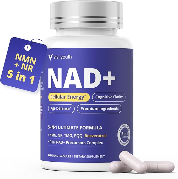 NAD+ Supplement for Women &amp Men – Multi-Pathway NAD Booster for Energy Focus &amp Metabolic Health – with NMN 250mg NR 100mg Resveratrol PQQ &amp Betaine