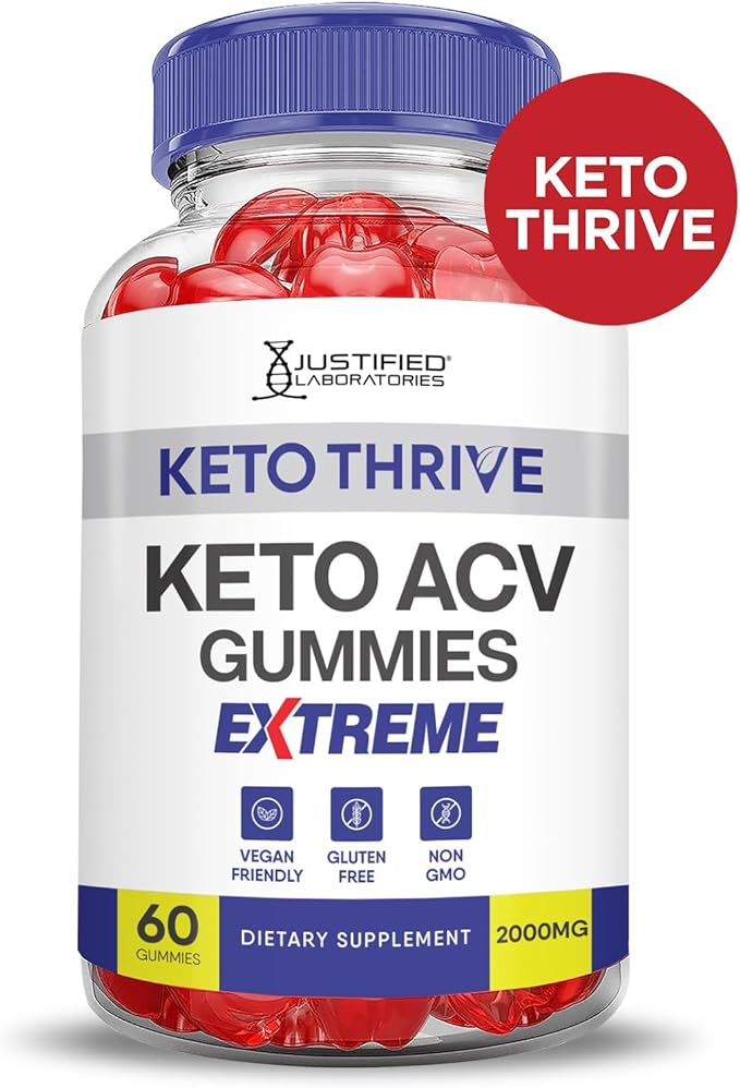 Justified Laboratories (2 Pack Keto Thrive Keto ACV Gummies Extreme 2000MG Keto Thrive Keto Gummies Apple Cider Vinegar Formulated with Pomegranate Beet Juice Powder B12 Vegan Non GMO 120 Gummys