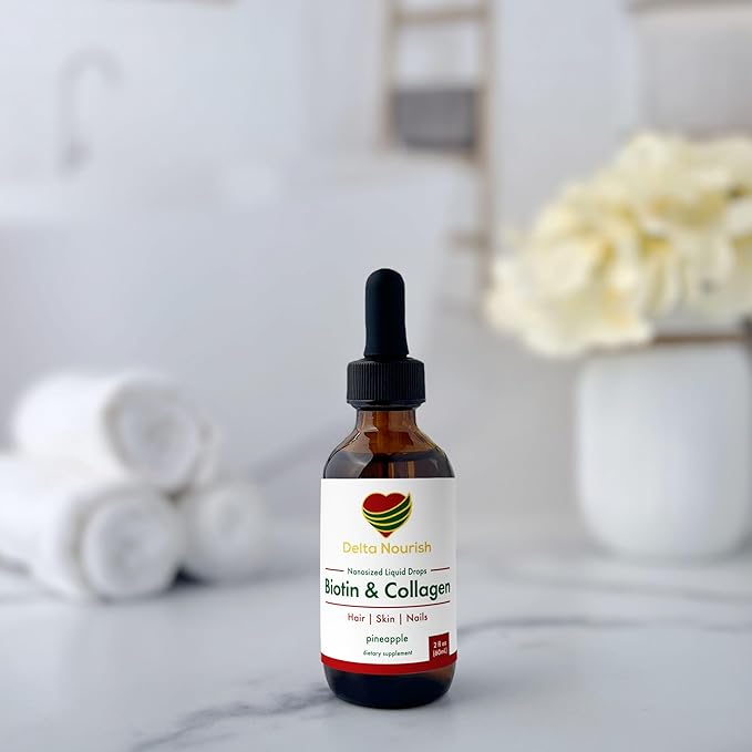 Biotin &amp Collagen Drops for Hair Skin &amp Nails - Liquid Supplement for Healthy Hair Growth Glowing Skin &amp Strong Nails - 2 oz