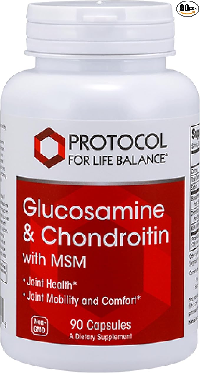 PROTOCOL FOR LIFE BALANCE Glucosamine &amp Chondroitin with MSM - Joint Support* - Chondroitin MSM Supplement - Non-GMO &amp Dairy Free - 90 Veg Caps