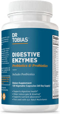 Dr. Tobias Digestive Enzymes with Probiotics Prebiotics and Postbiotics Bromelain Amylase Lipase for Better Digestion &amp Immune Function 120 Capsules 60 Servings (2 Daily)
