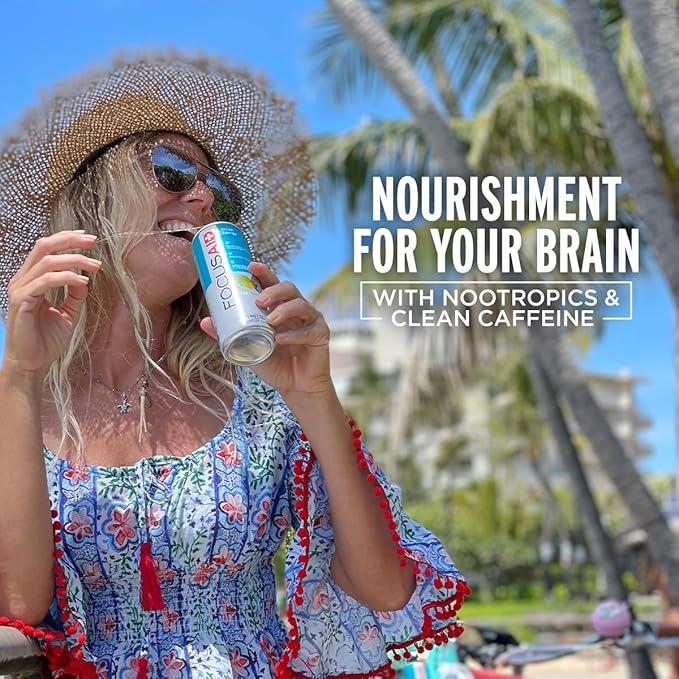 FOCUSAID Energy Blend Nootropics Drink for Brain Fuel Alpha-GPC GABA B-Complex Yerba Mate Green Tea 100% Clean100mg Natural Caffeine 12 Fl Oz (Pack of 24)