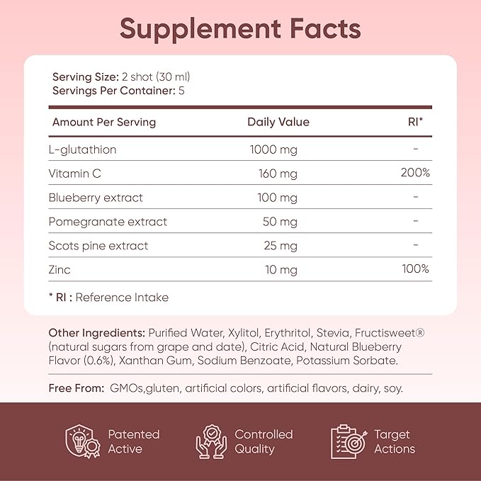 ERIC FAVRE Liposomal Glutathione Liquid with Vitamin C &amp Zinc – Pure White+ Monodose Supports Skin Radiance Cellular Antioxidant &amp Immune Health – 15ml Drink