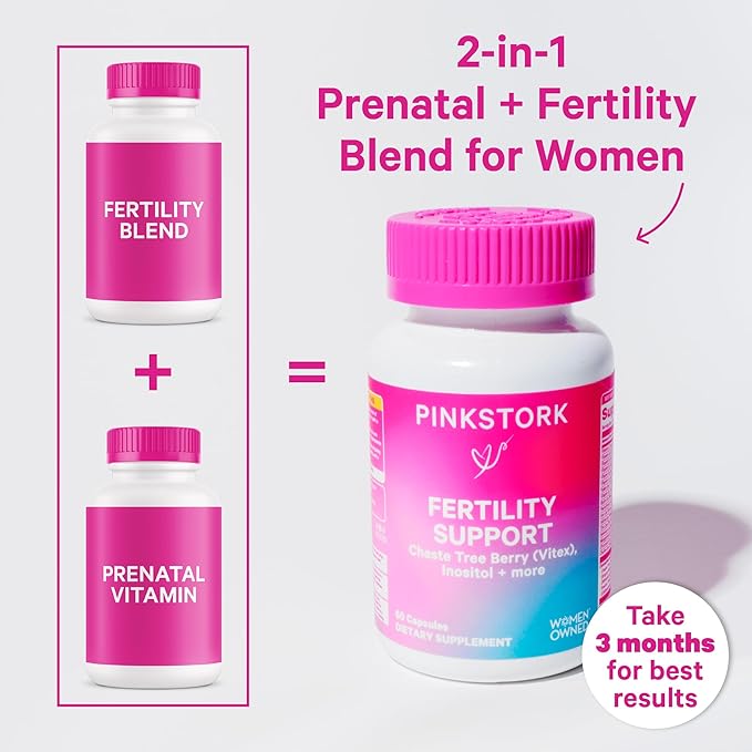 Pink Stork Fertility Bundle for Women – Conception Tea + Prenatal Vitamin Support with Inositol Vitex Folate &amp Ashwagandha – Supports Hormone Balance Cycle Health &amp Preconception Wellness