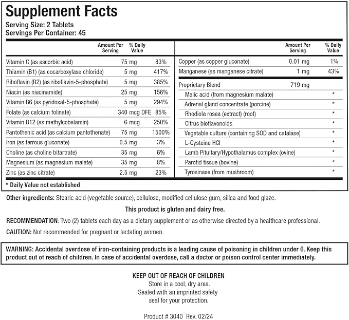 BIOTICS RESEARCH ADB5-Plus Support Healthy Adrenal Gland Function Support Cortisol Levels Positive Response to Stress Healthy Energy Levels 90 Tablets