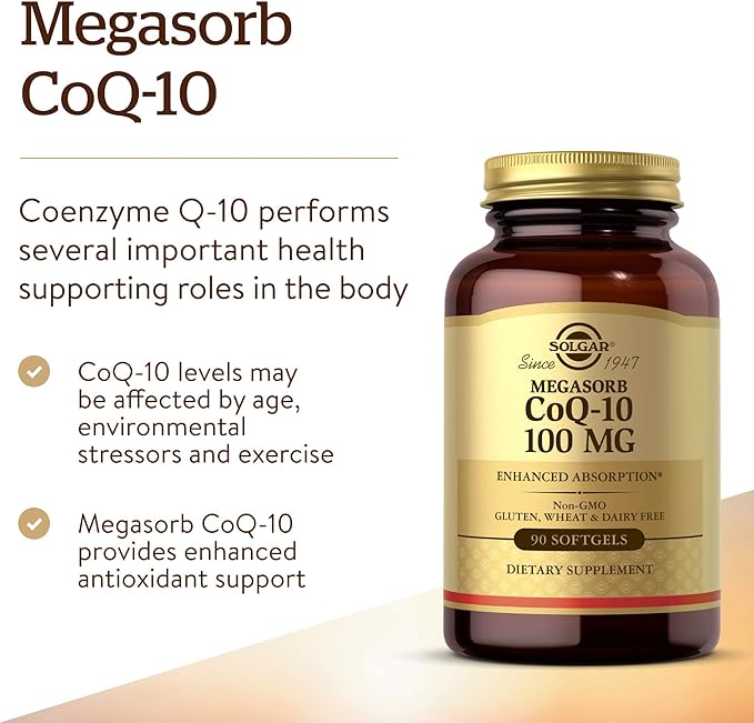 Solgar Megasorb CoQ-10 100 mg 90 Softgels - Supports Healthy Aging - Coenzyme Q10 Supplement - Enhanced Absorption - Non-GMO Gluten Free Dairy Free - 90 Servings (Pack of 2)