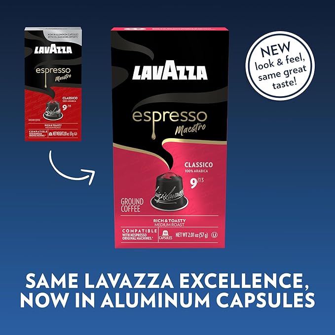Lavazza Espresso Maestro Classico Aluminum Capsules Compatible with Nespresso* Original Machines Medium Espresso Roast 100% Arabica (60 Capsules)