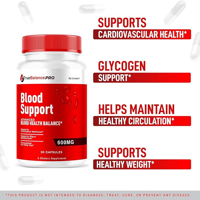 (2 Pack) True Balance Blood Support Pro Glycogen Capsules Maximum Strength TrueBalancePro Pills Supplement Multivitamin All Natural Advanced Formula Daily Health &amp Wellness 60 Capsules for 3 Mon