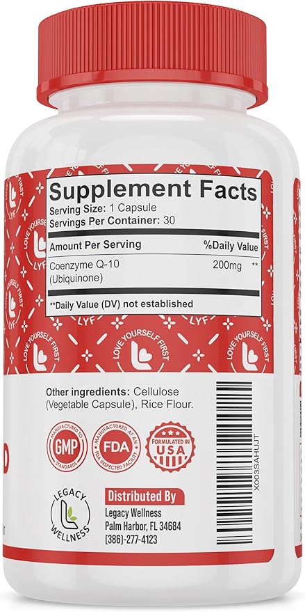 Legacy Wellness CoQ-GUARD CoQ10 200mg - Natural High Potency CoQ10 Supplement for Energy Heart Antioxidant &amp Cellular Support - High Potency Co Q 10 Ubiquinone for Overall Wellness - Non-GMO 30