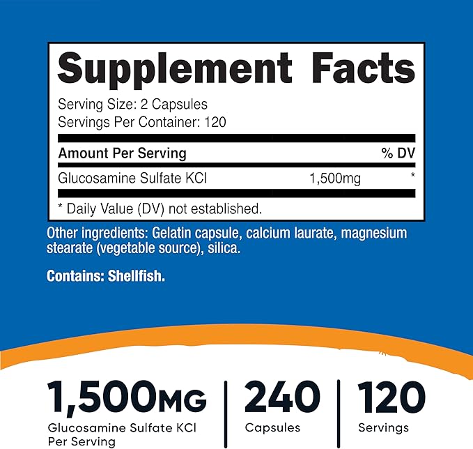Nutricost Glucosamine Sulfate 1500mg 240 Capsules - 750mg Per Capsule Gluten Free Non-GMO (Pack of 2)
