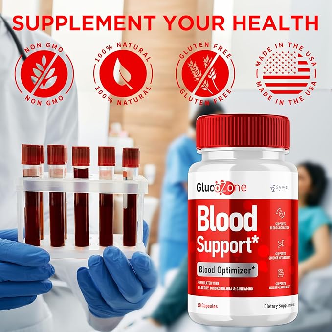 (2 Pack) GlucoZone Capsules Official GlucoZone Blood Support Pills with All Natural Ingredients Advanced Formula Blood Optimizer Supplement with Max Strength Vitamins for Women &amp Men (120 Capsul
