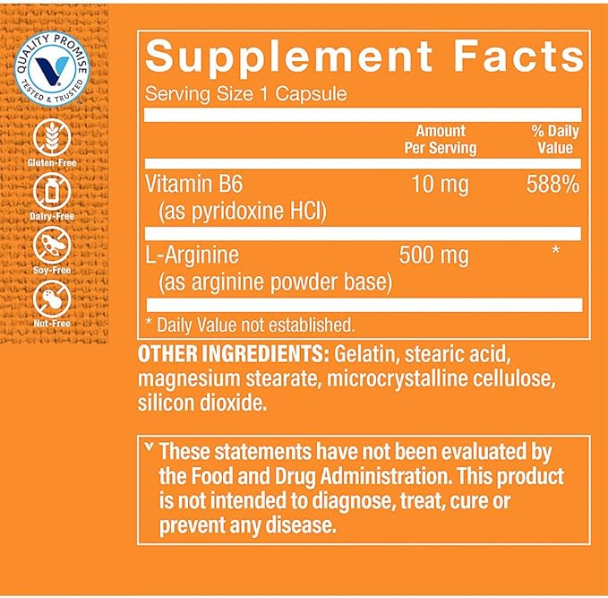 The Vitamin Shoppe L-Arginine 500MG - Nitric Oxide Production Circulation &amp Exercise Performance Support (300 Capsules)