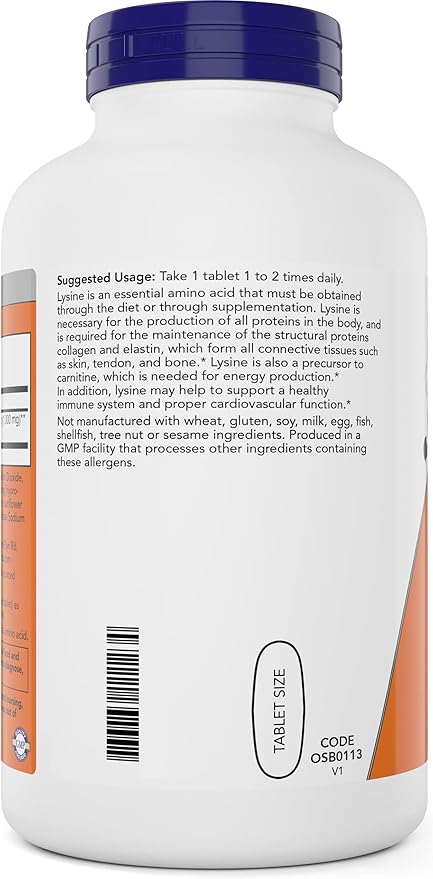 NOW Foods L-Lysine 1000mg - Double Strength - 300 Tablets (Pack of 2) - Non-GMO Amino Acid Supplement (Llysine Hydrochloride)- 1000 mg Tabs - Vegan/Vegetarian