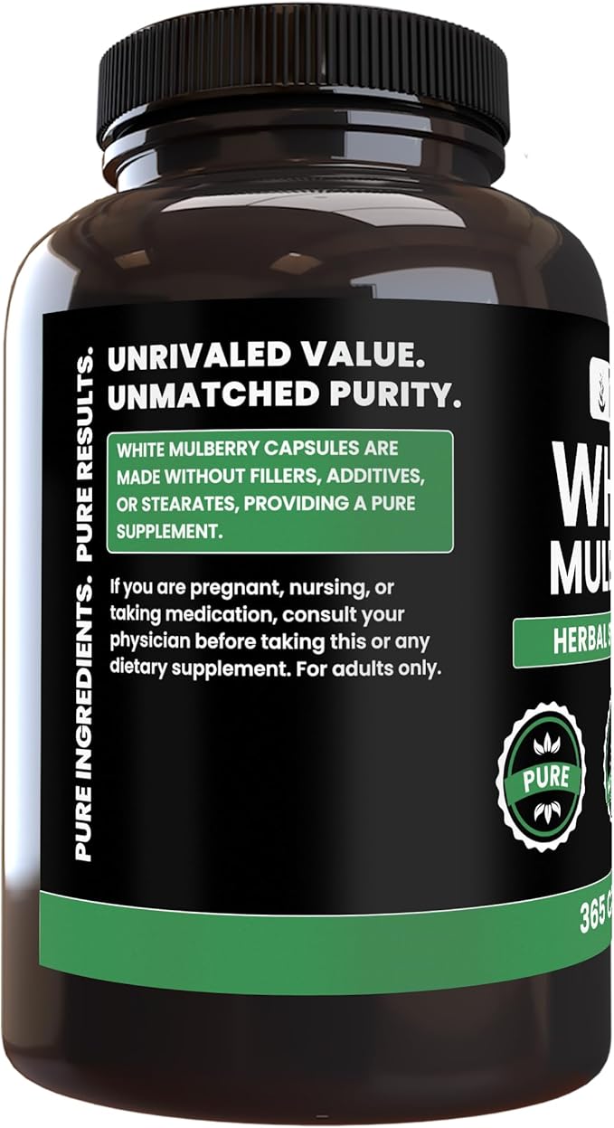 Pure Original Ingredients White Mulberry (365 Capsules) No Magnesium Or Rice Fillers Always Pure Lab Verified