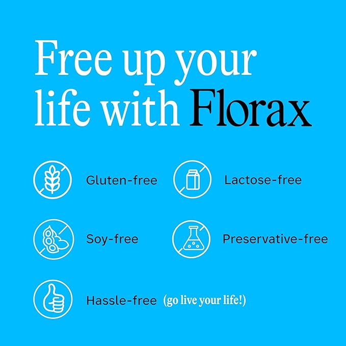 Florax - Liquid Probiotic - On-The-go Gut Support for Women Men and Children - Vegan Gluten Free Lactose Free Soy Free and Preservative Free - Original Flavor - 5 Vials