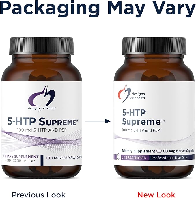Designs for Health 5-HTP 100mg with Vitamin B6 (P-5-P) - 5-HTP Supreme 100 mg Supplement - Serotonin Precursors to Help Support Healthy Mood + Appetite (60 Capsules)