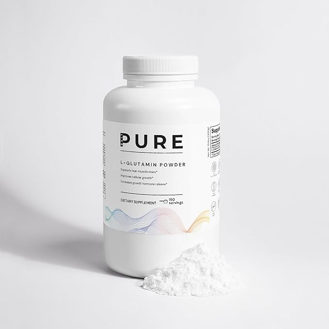 PURE LIFE L-Glutamine Powder – 10.6oz (300g) – Unflavored Pure L-Glutamine Supplement Powder for Energy Muscle Support &amp Gut Health – Made in USA