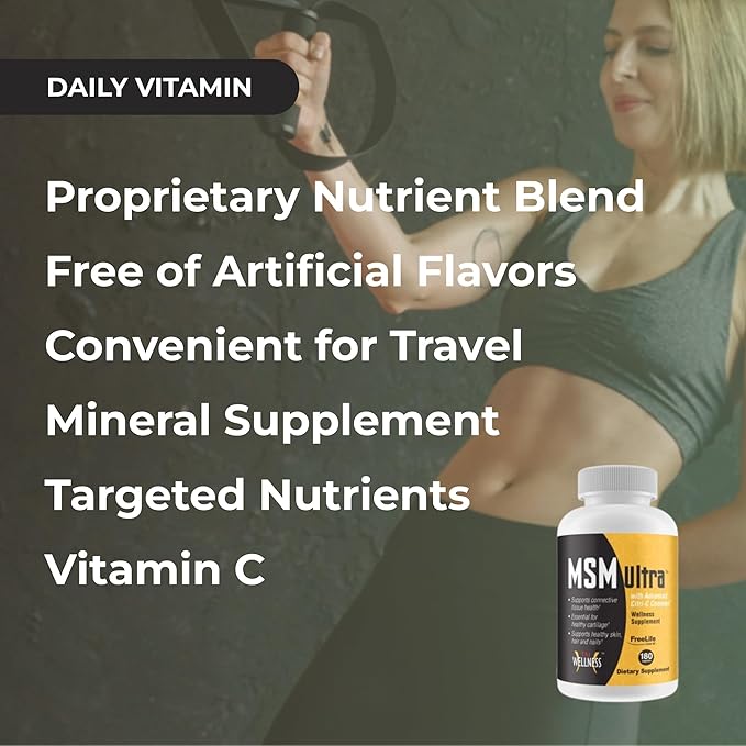 Youngevity Freelife MSM Ultra | 3000 mg MSM + Proprietary Citri-C Complex Blend + Vitamin C | Ultimate Methylsulfonylmethane Supplement | Bone &amp Bone Support | 180 Count