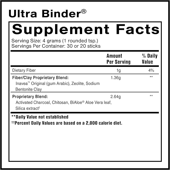 Quicksilver Scientific Ultra Binder Powder - Multi Binder with Bentonite Clay Zeolite Detox &amp Charcoal - Supplement for Gut Support &amp The Body's Toxin Removal Process (120g)