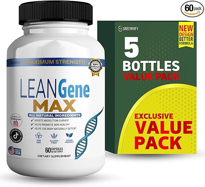 LEANGene MAX Dietary Supplement Maximum Strength All Natural Ingredients 60 Capsules 30-Day Supply (5)
