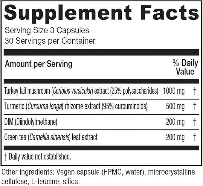Vitanica CCDG Blend - Immune Support Supplement with Green Tea &amp Turmeric - DIM Supplement with Turkey Tail Mushroom - Dietary Supplement for Antioxidant &amp Cellular Support - Vegan - 90 Capsul