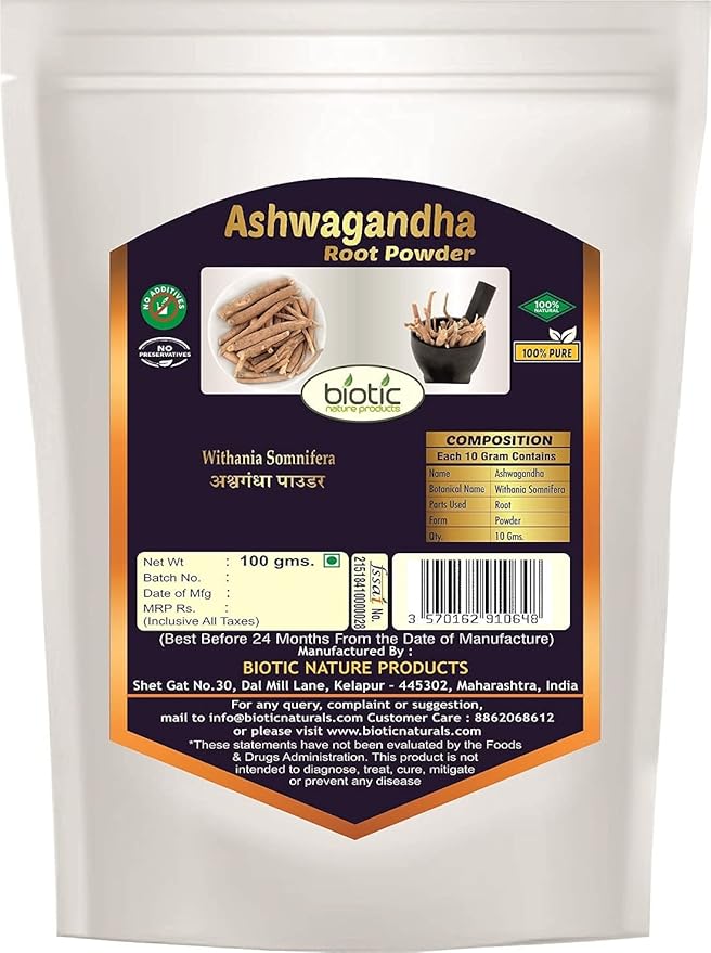 Astha Biotic Natural Ashwagandha Powder/Aswagandha Powder - 100gm