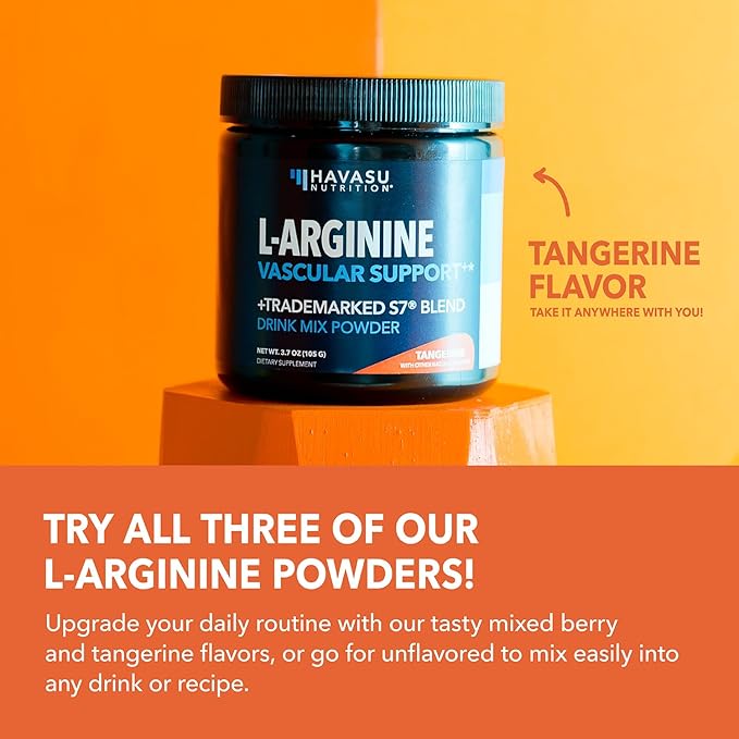 L-Arginine Powder - Nitric Oxide Supplement for Men and Women with L-Citrulline and Beet Root - Pre and Post Workout Support for Endurance and Recovery - Tangerine Flavor 1 Month Supply (30 Scoops)
