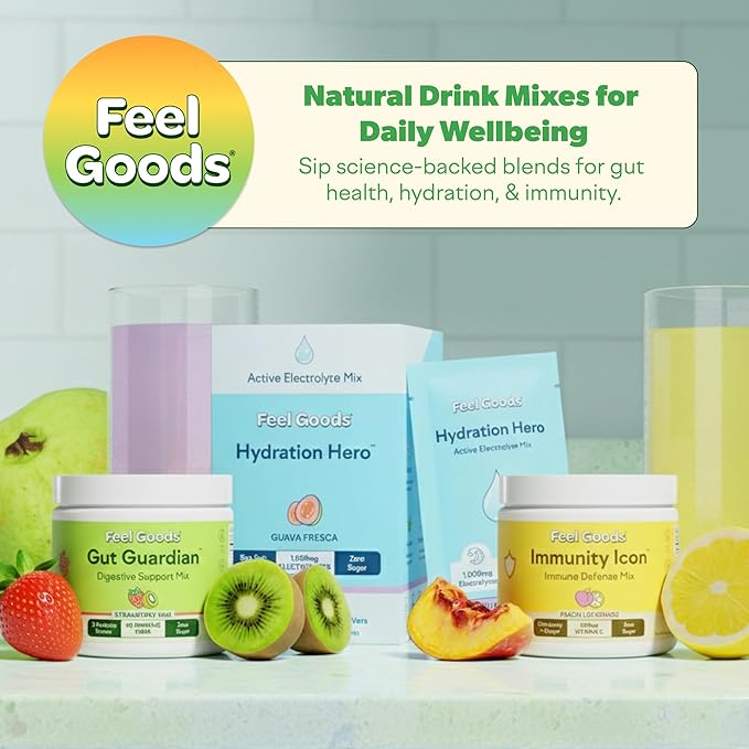Feel Goods Immunity Icon Vitamin C Immune Support Powder Packets - 500mg Vitamin C Elderberry Ginger Turmeric &amp Key Vitamins for Daily Immune Health - Sugar-Free &amp Caffeine-Free Drink Mix